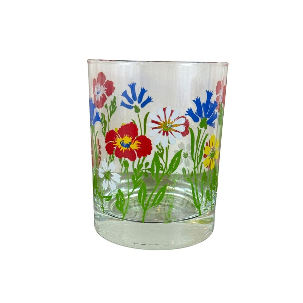 Georges‎ Briard MCM Barware Field Flowers Double Old Fashioned Glass